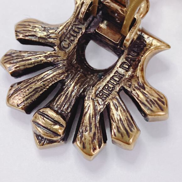 Signed Heidi Daus Red Deco Swarovski Crystal Clip On Earrings Dangle Drop VTG - Picture 8 of 16